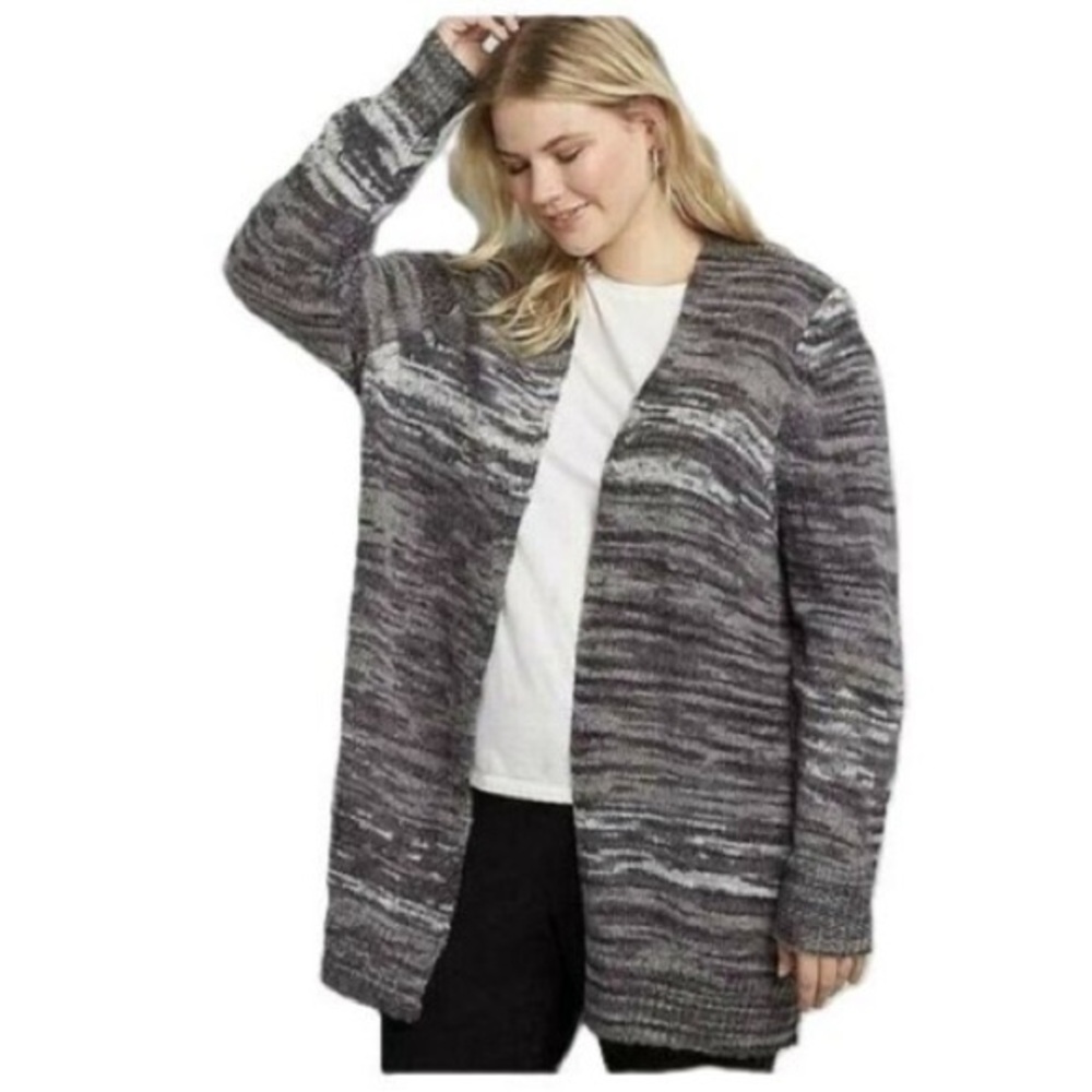Lane Bryant Oversized Cardigan Sweater Women's 18/20 Cozy Gray variegated plus